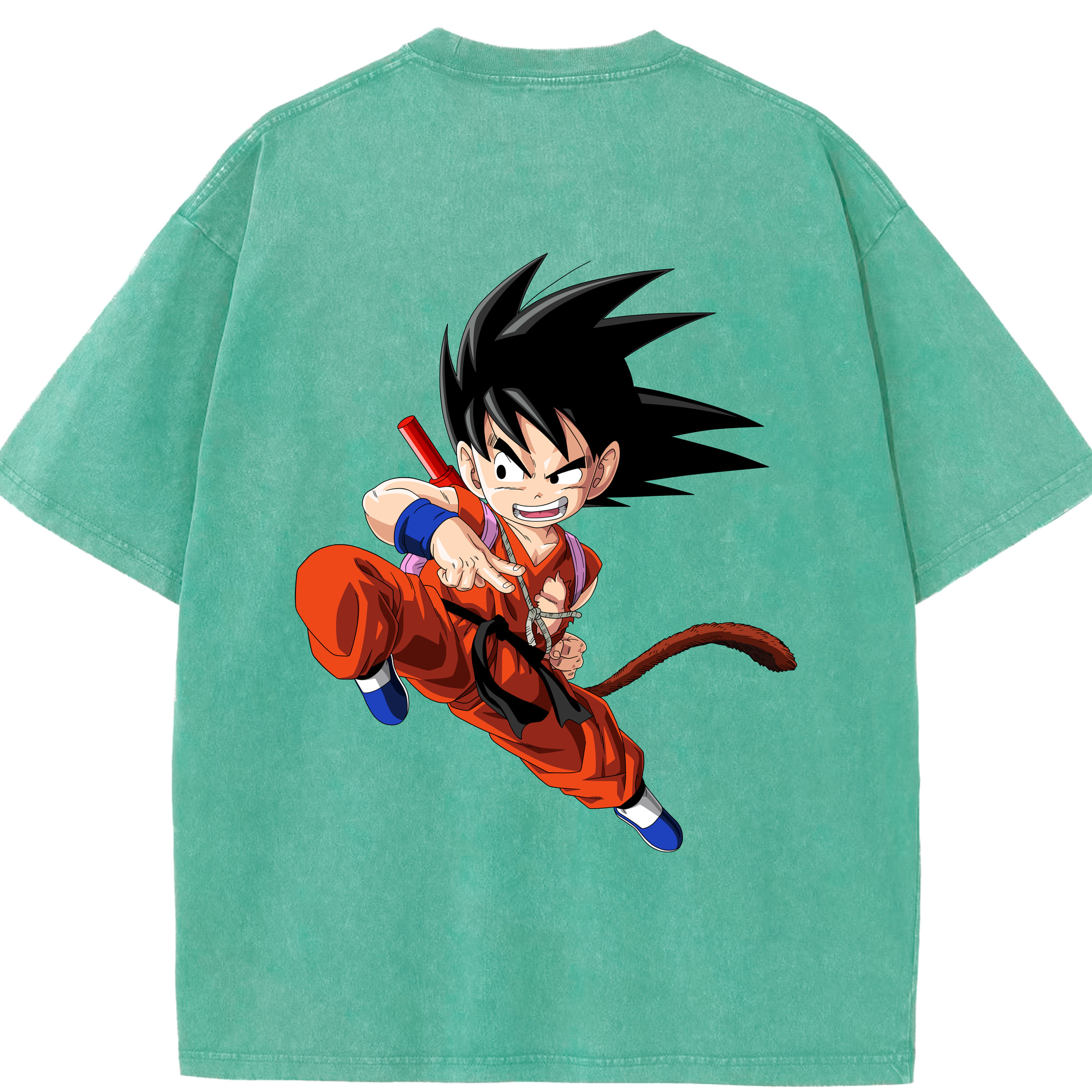 （画像用） ドラゴンボール 孫悟空（そん ごくう）Son Goku カカロット DRAGON BALL Kakarotto 綿100% ヴィンテージ風 半袖Tシャツ（背面プリント）